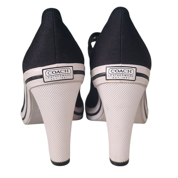Coach Casandra Mary Jane Buckle Heels Black/White Size 6B EUC 3.75" Heel - Picture 3 of 6
